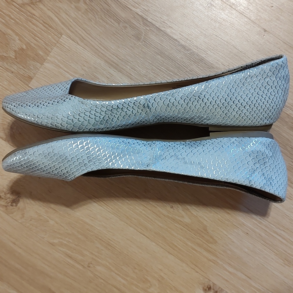 Pretty Mix No. 6 Danzey Ballet Flats Cream & Silver Shimmery Snakeskin Size 9.5 - Picture 4 of 7
